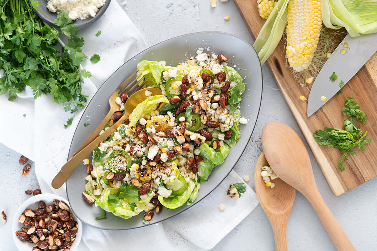 Santé Nuts - Spicy Elote Salad with Inferno Almonds