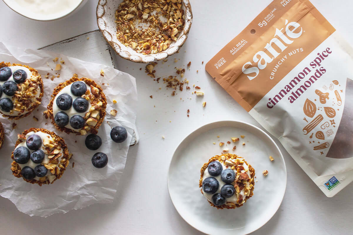 Santé Nuts - Granola Cups with Cinnamon Spice Almonds Recipe