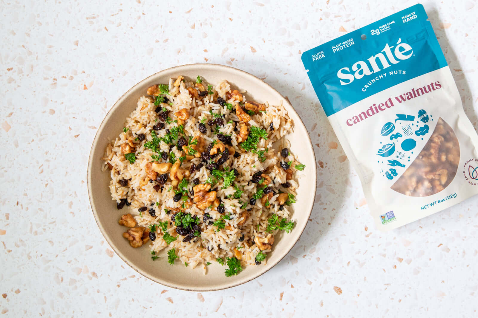 Santé Nuts - Walnut Currant Rice Recipe