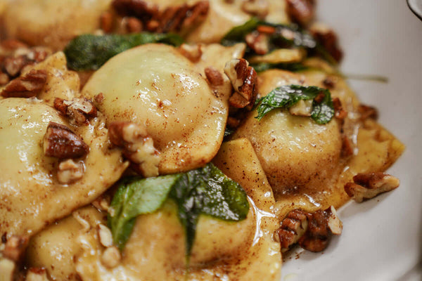 Pumpkin Ravioli with Brown Butter Pecan Sauce
