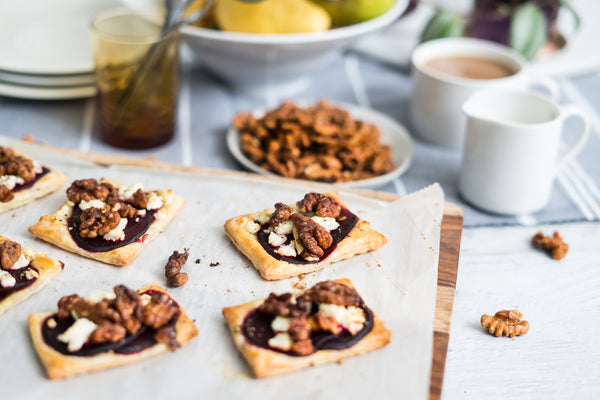 Beet, Goat Cheese, and Walnut Tarts