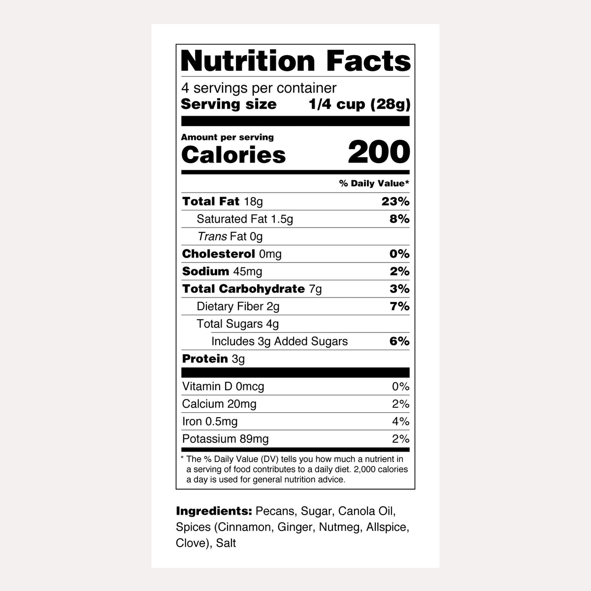 Santé Nuts | Pumpkin Spice Pecans | Nutrition Facts