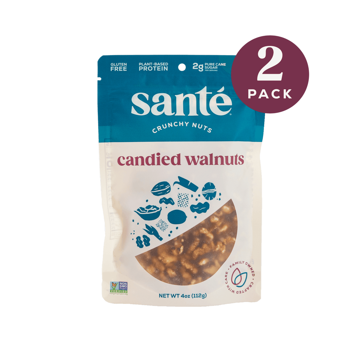 Santé Nuts | Candied Walnuts | 2 pack