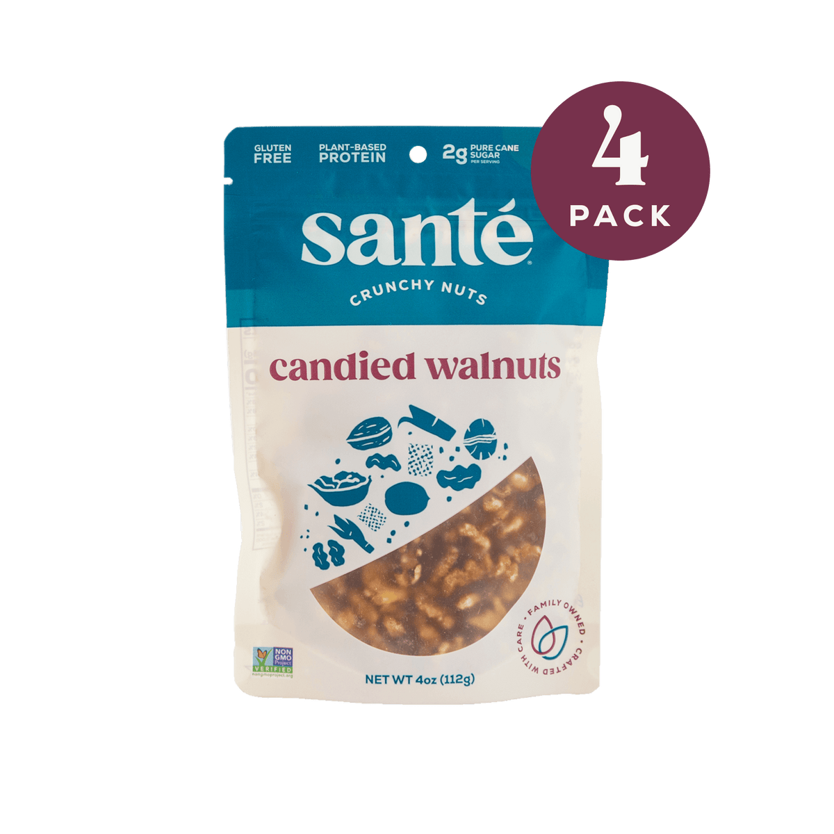 Santé Nuts | Candied Walnuts | 4 pack