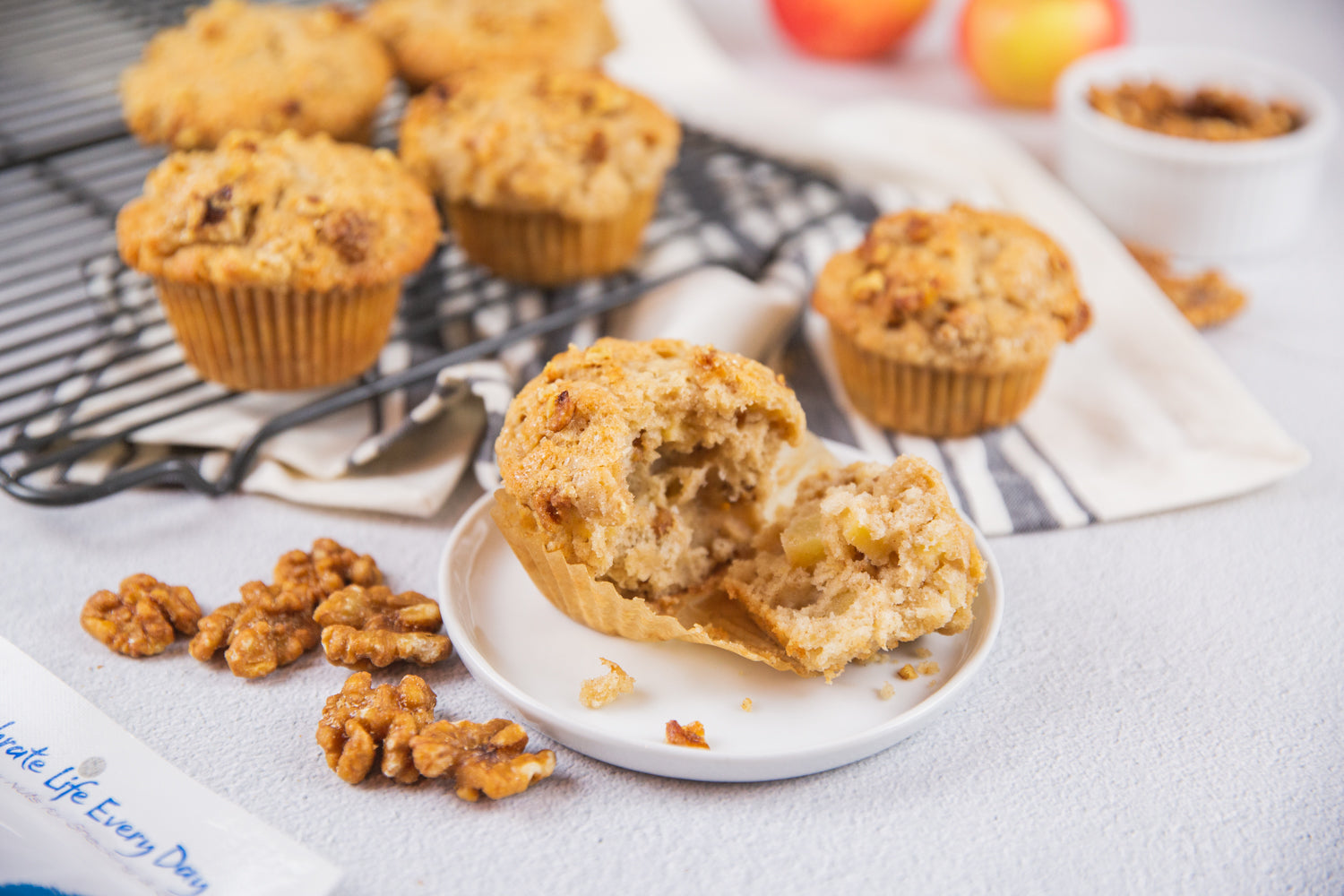 Santé Nuts - Recipe - Apple Cinnamon Muffins with Candied Walnuts