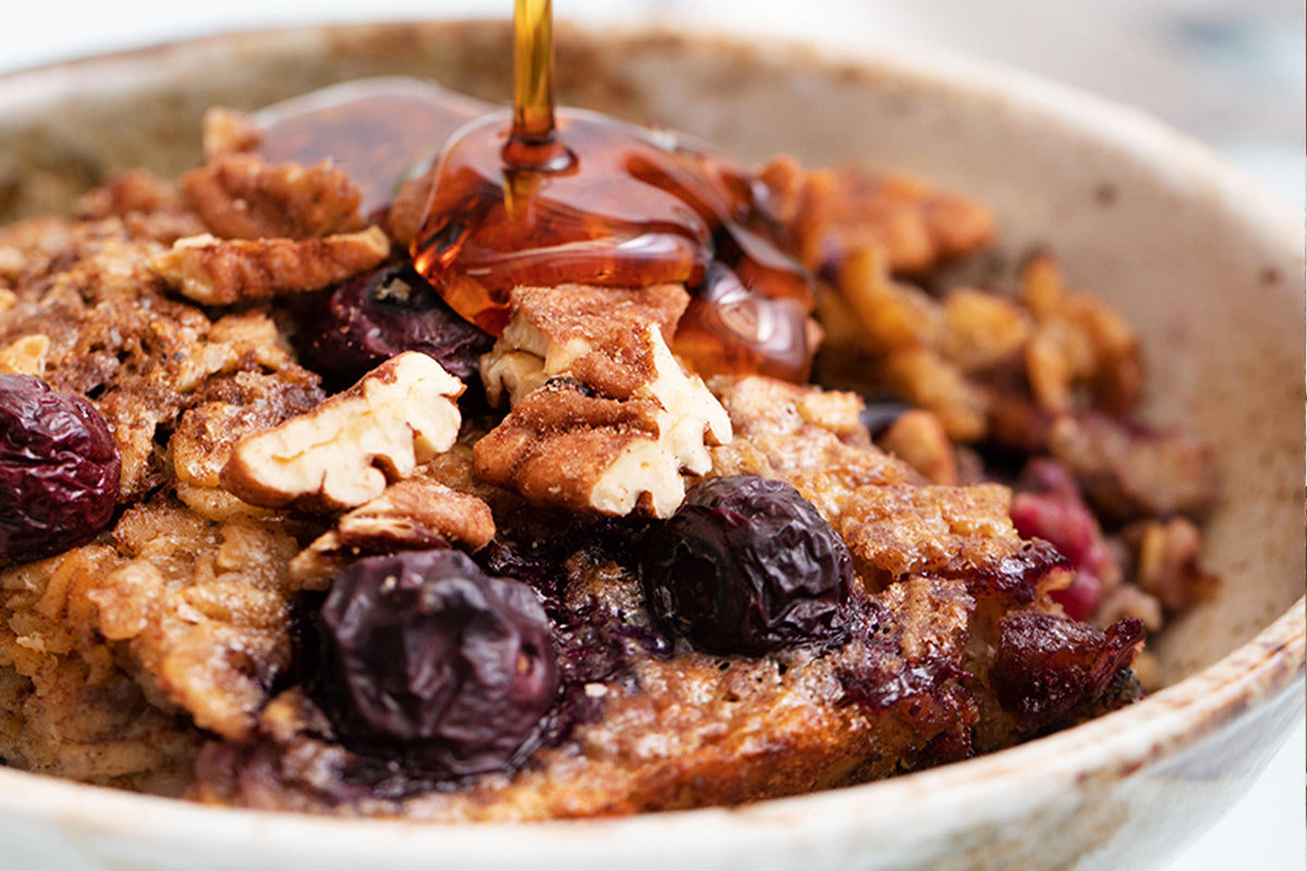 Santé Nuts - Recipe - Blueberry Pecan Baked Oatmeal