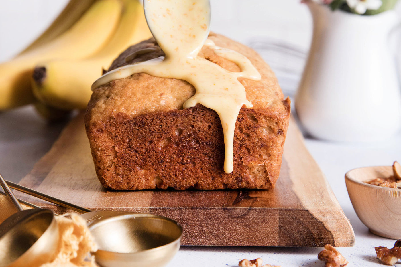 Banana Walnut Bread with Bourbon Orange Glaze Recipe
