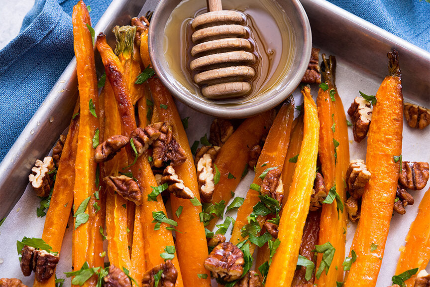 Santé Nuts - Honey Glazed Carrots with Candied Pecans