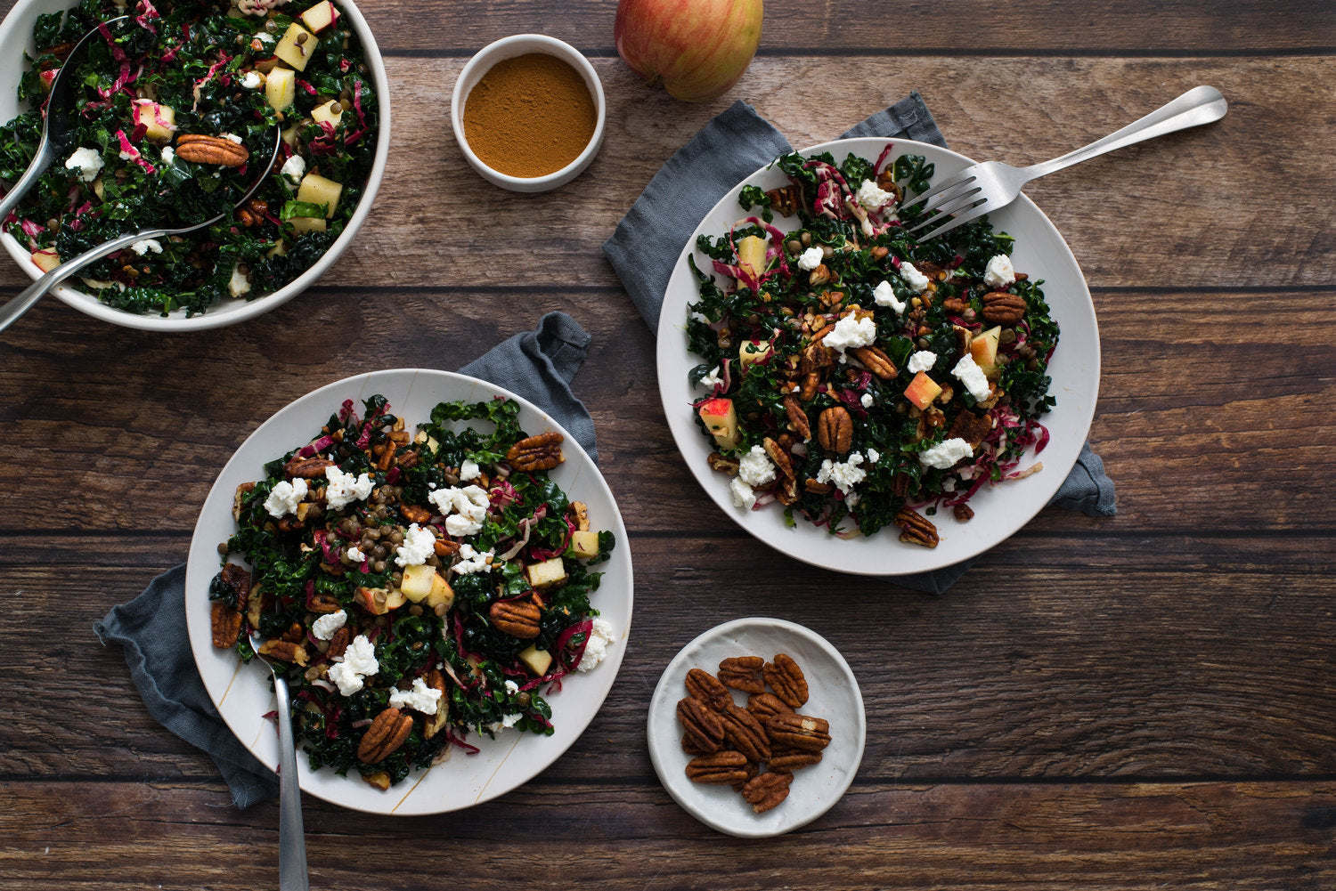 Santé Nuts - Kale and Lentil Salad with Pecans and Goat Cheese - Recipe