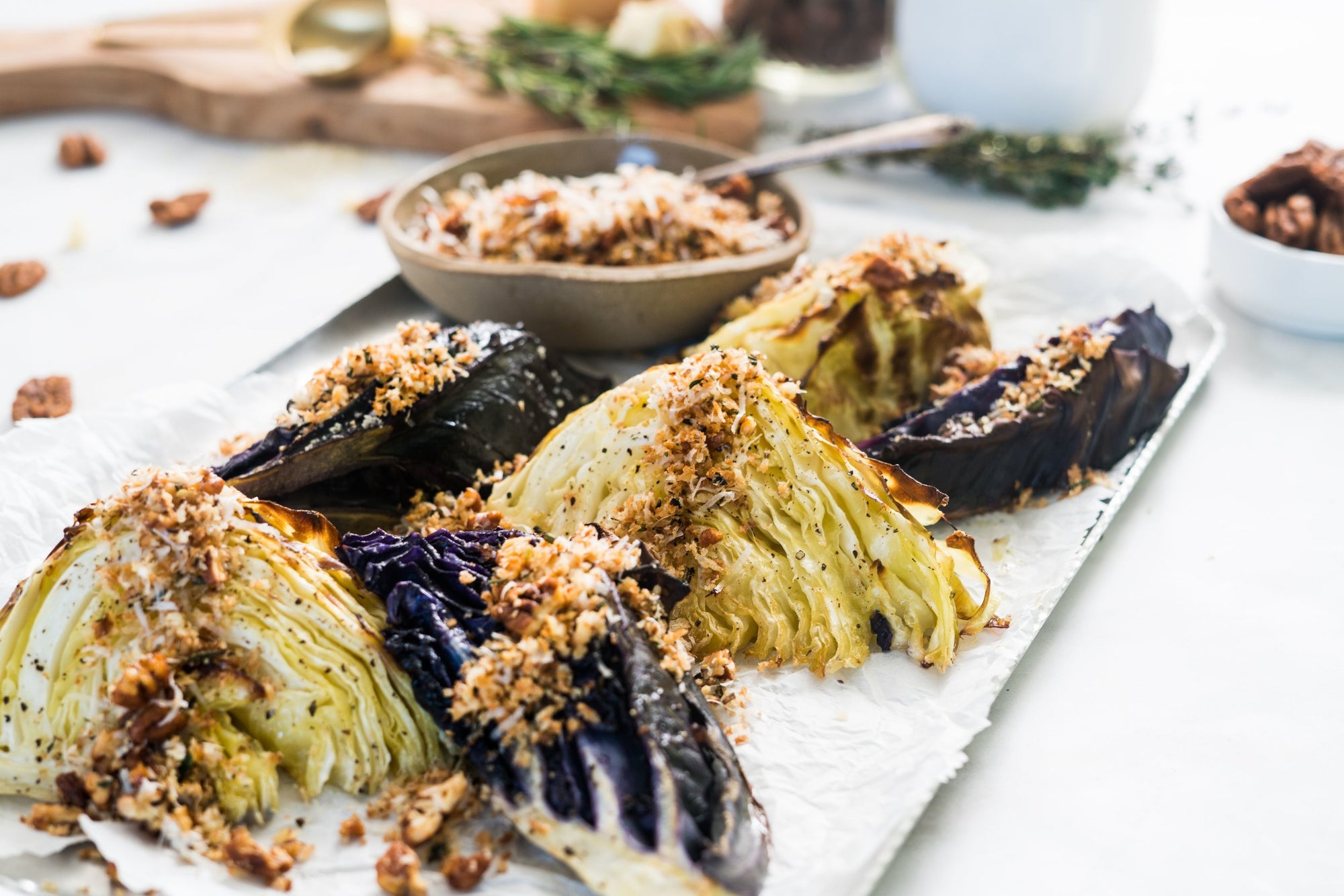 Santé Nuts - Roasted Cabbage Wedges with Pecan Crumble - Recipe