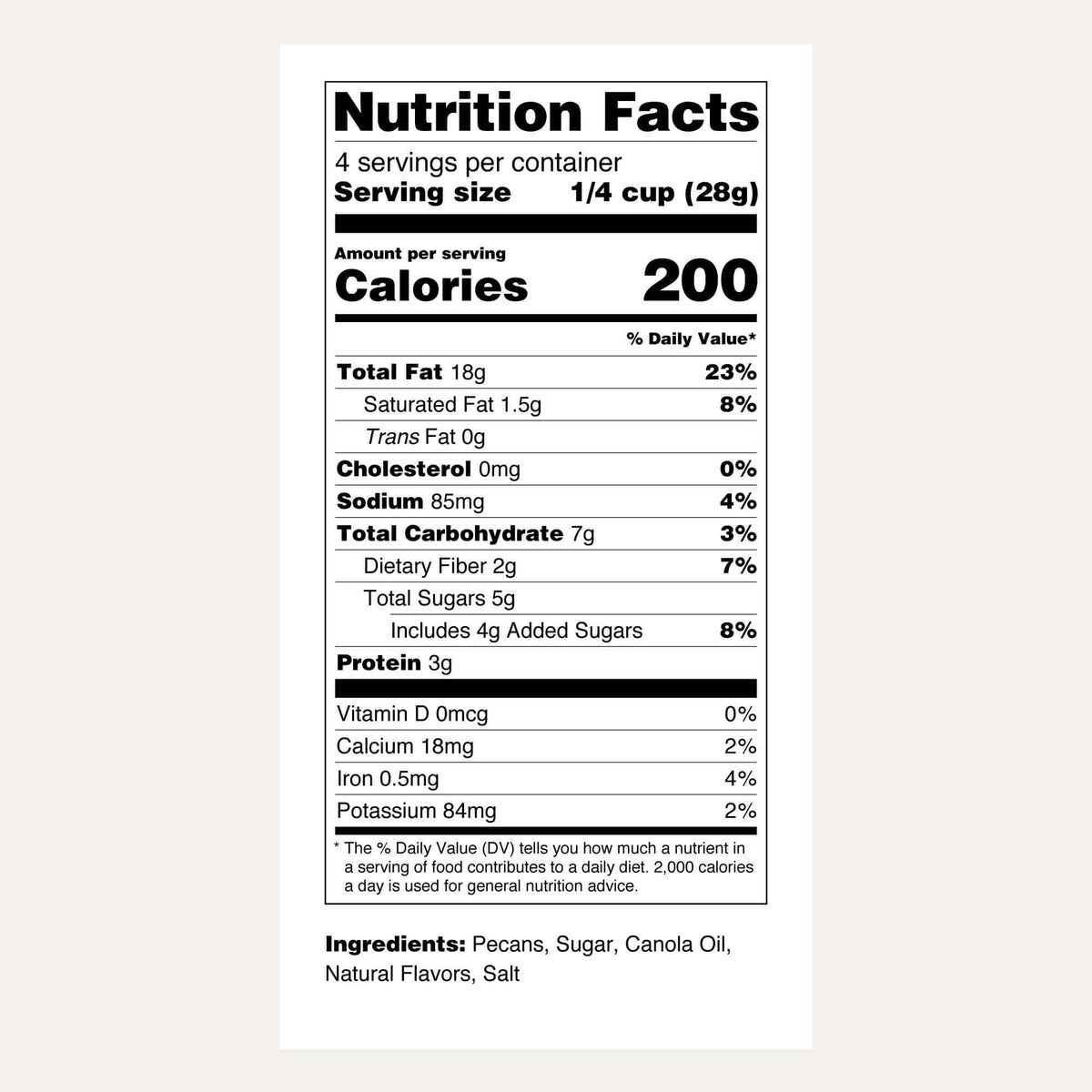 Santé Nuts | Bourbon Pecans | Nutrition Facts