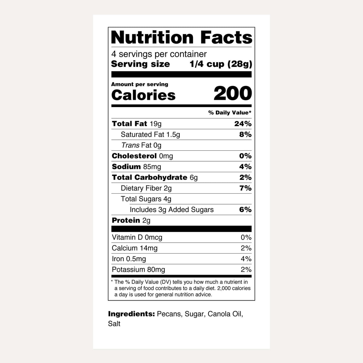 Santé Nuts | Candied Pecans | Nutrition Facts