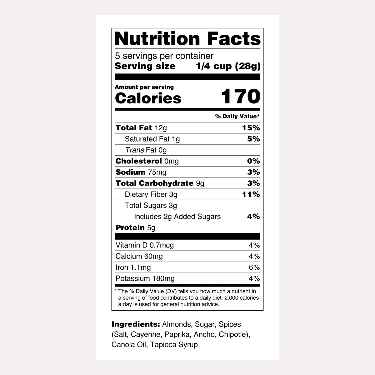 Santé Nuts | Chipotle Almonds | Nutrition Facts