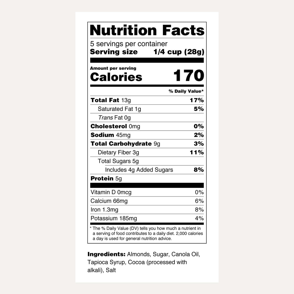 Santé Nuts | Cocoa Almonds | Nutrition Facts