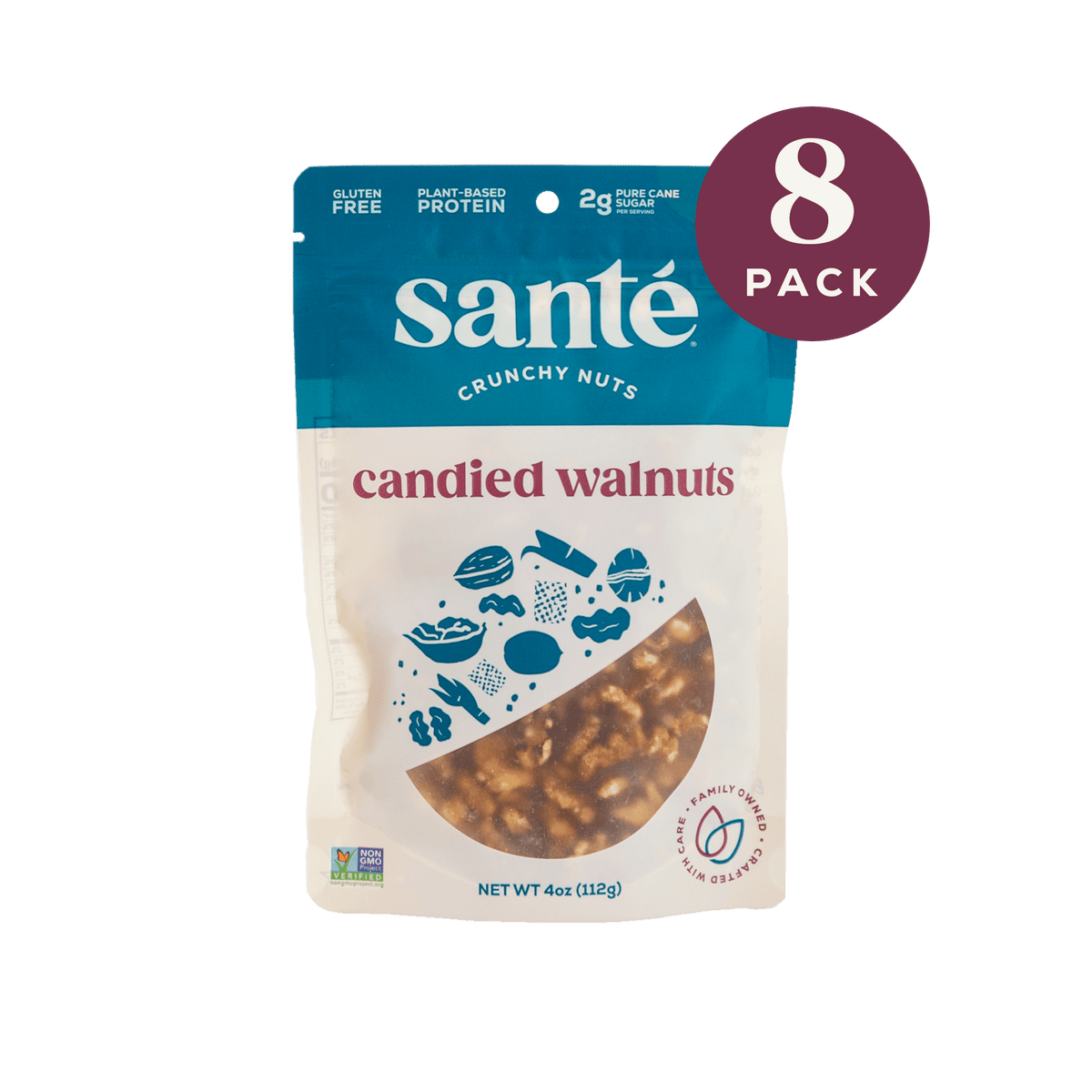 Santé Nuts | Candied Walnuts | 8 pack