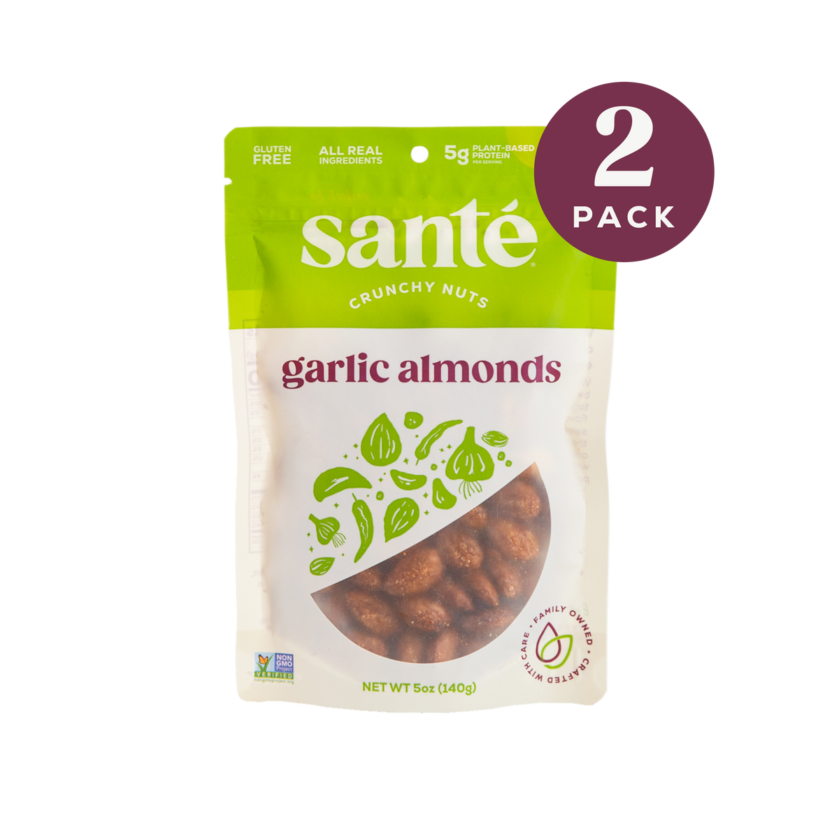 Santé Nuts | Garlic Almonds | 2 pack