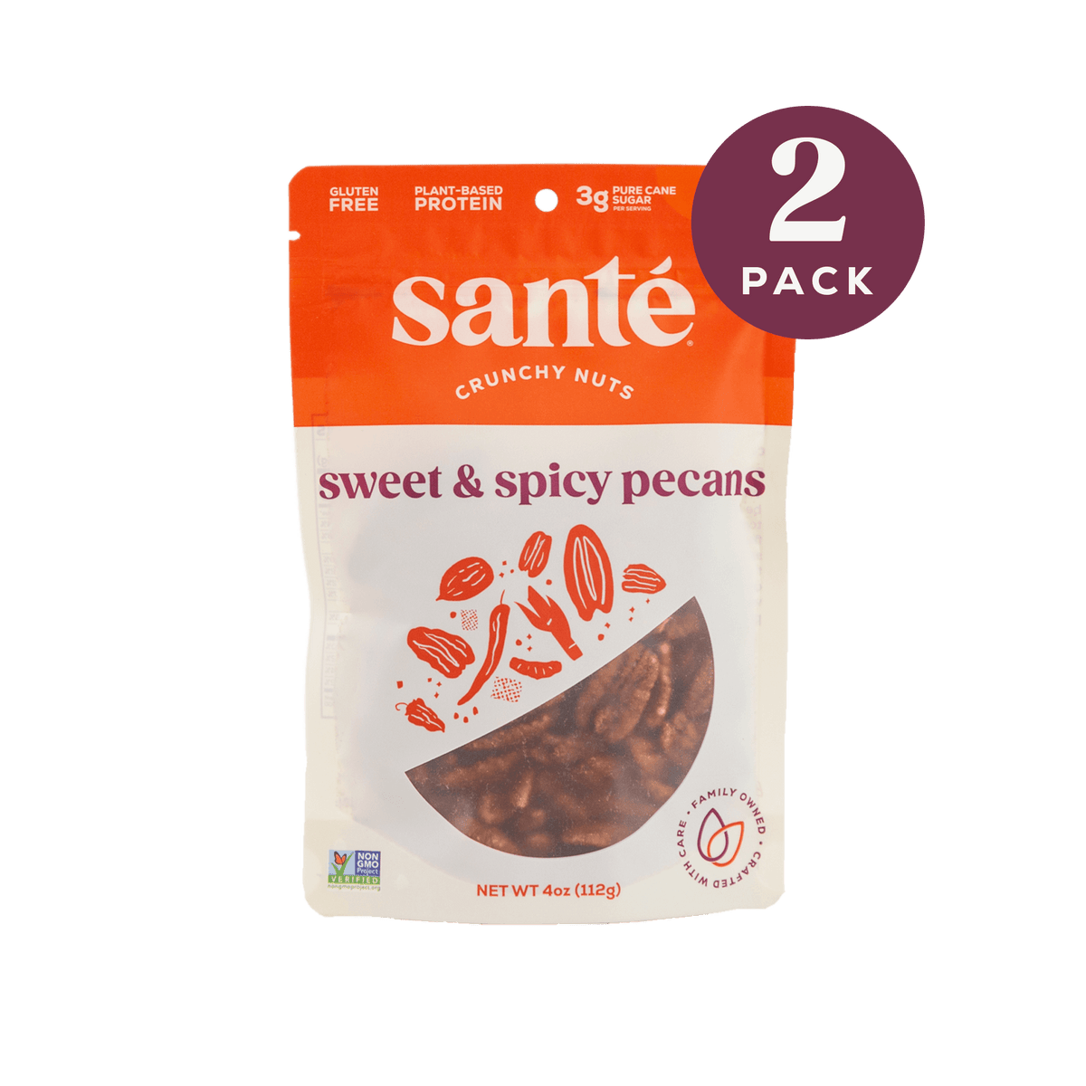 Santé Nuts | Sweet Spicy Pecans | 2 pack