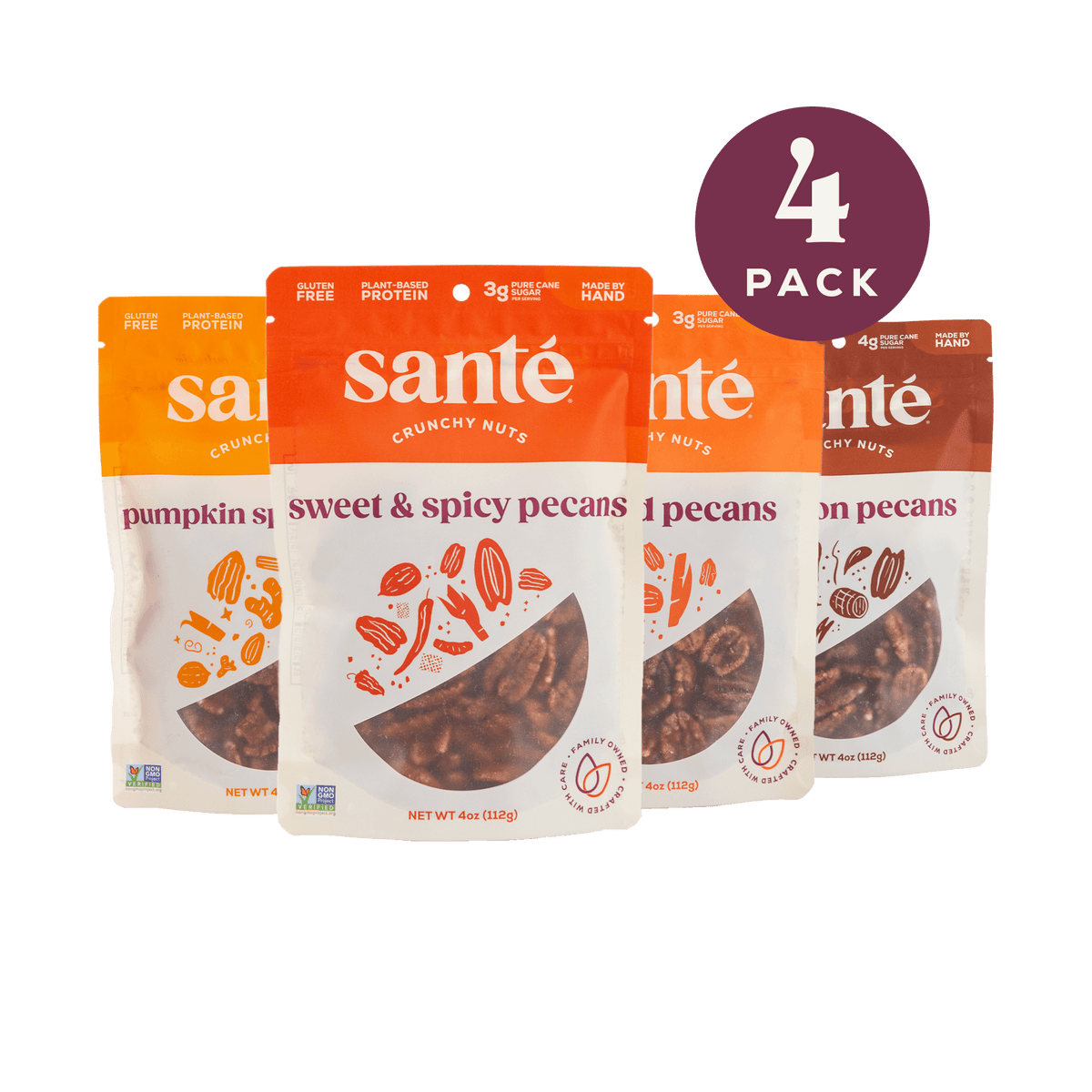  Santé Nuts | Pecan Variety Pack | Gourmet Roasted Nuts